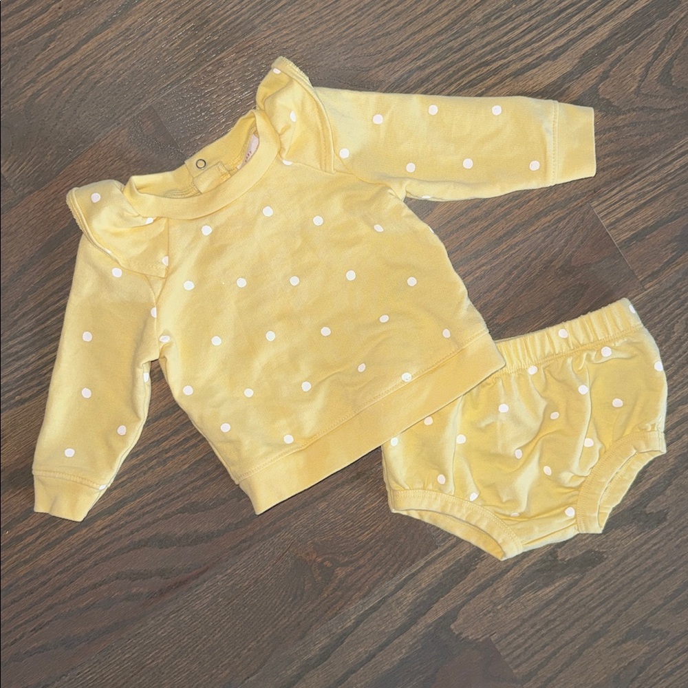 Cat & Jack Yellow Polka Dot Kids Outfit | 3-6 Months